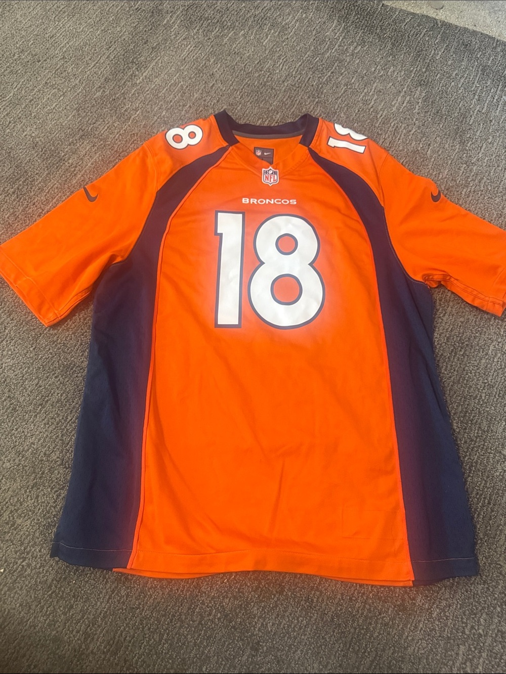 Denver Broncos #18 Orange Men's Football Jersey